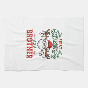 First Christmas As a Brother Santa Gnome Kitchen Towel