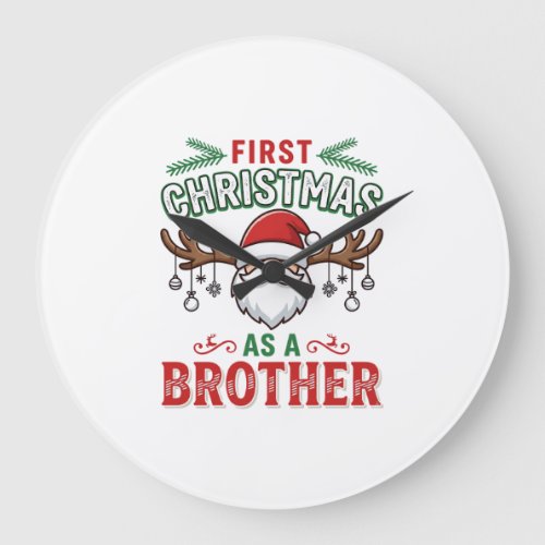 First Christmas As a Brother Santa Gnome Large Clock