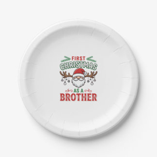 First Christmas As a Brother Santa Gnome Paper Plates