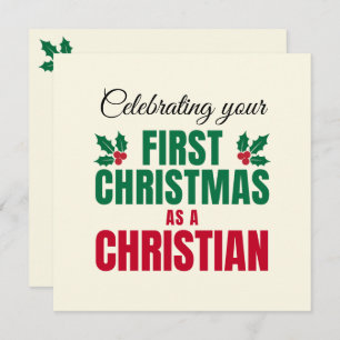 FIRST CHRISTMAS AS A CHRISTIAN for New Believer Holiday Card