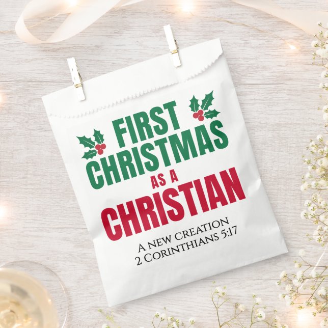 FIRST CHRISTMAS AS A CHRISTIAN New Believer Favor Bag (Clipped)