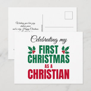 FIRST CHRISTMAS AS A CHRISTIAN New Believer Holiday Postcard