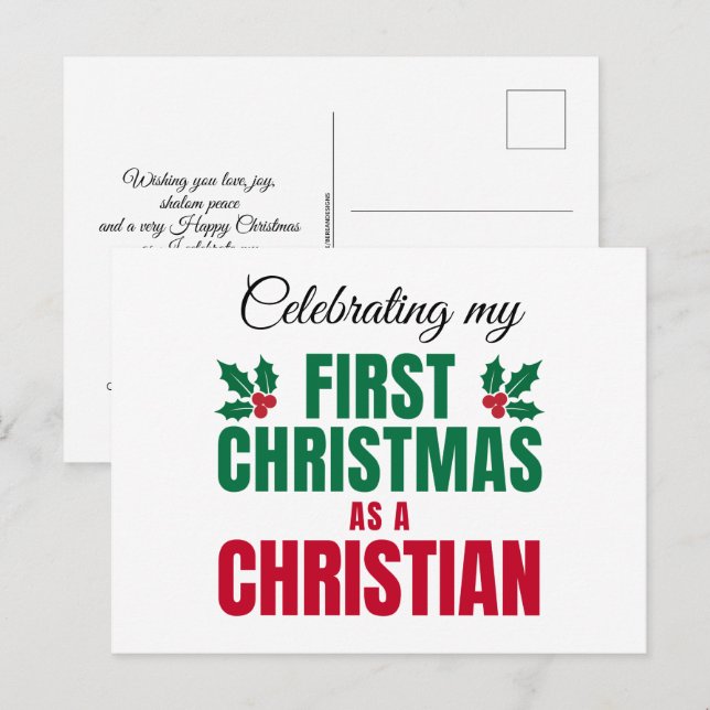 FIRST CHRISTMAS AS A CHRISTIAN New Believer Holiday Postcard (Front/Back)