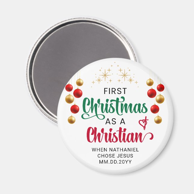 FIRST CHRISTMAS AS A CHRISTIAN New Believer Magnet (Front/Back)