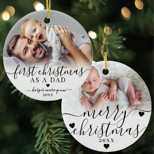 First Christmas As A Dad Baby Photo Ceramic Ornament