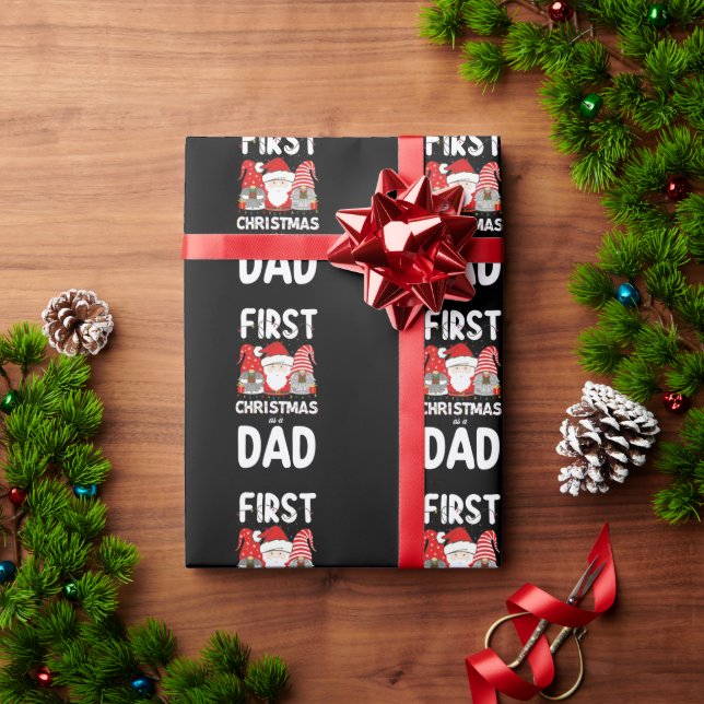 First Christmas As A Dad Family Holiday Kids Wrapping Paper (Holiday Gift)