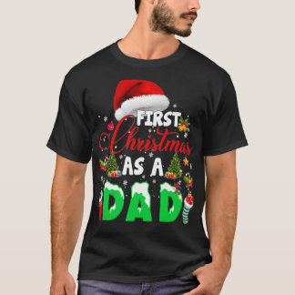 First Christmas As a Dad  Santa Hat Ugly Xmas 2021 T-Shirt