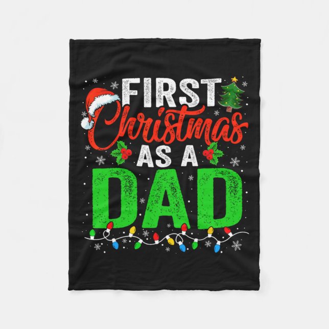 First Christmas As A Dad Xmas Lights New Dad Chris Fleece Blanket (Front)