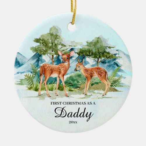 First Christmas As A Daddy Deer Keepsake Christmas Ceramic Ornament