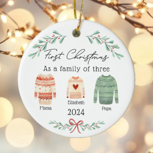First christmas as a family of 3 Ornament