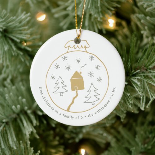 First Christmas As A Family Of Five Personalized Ceramic Ornament