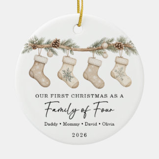 First Christmas As A Family of Four Ceramic Ornament