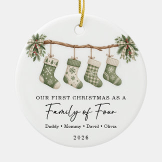 First Christmas As A Family of Four Ceramic Ornament