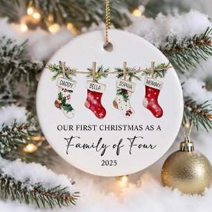 First Christmas As A Family of Four Ceramic Ornament