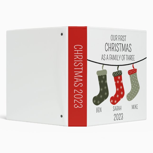 First Christmas as a family of three 3 Ring Binder (Background)