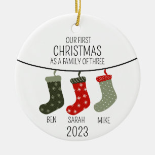 First Christmas as a family of three Ceramic Ornament