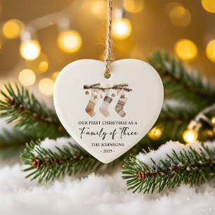 First Christmas as a Family of Three Ceramic Ornament