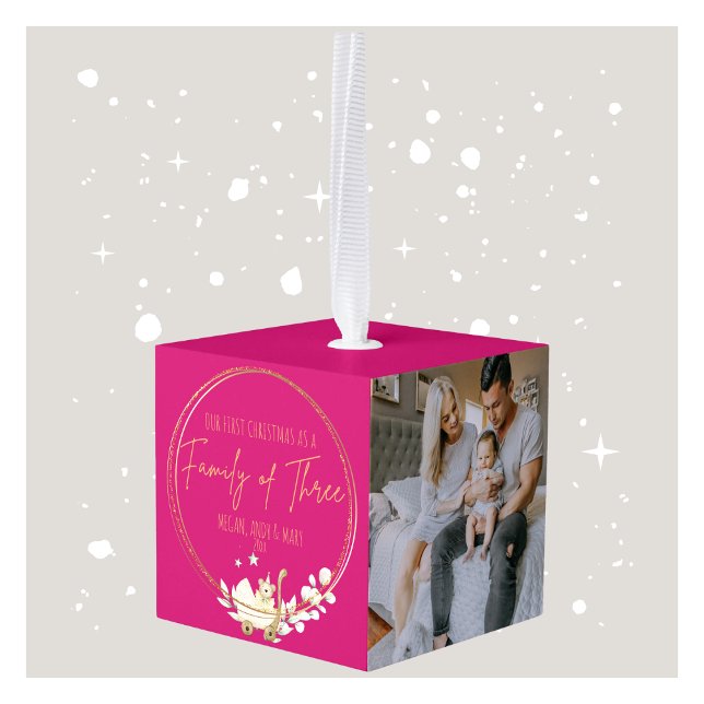 First Christmas as a Family of Three   Cube Ornament (First Christmas as a Family of Three Cube Ornament)