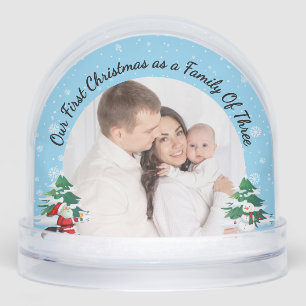 First Christmas as a Family of Three Custom Photo Snow Globe
