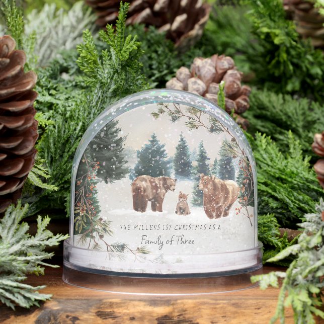 First Christmas as a Family of Three Custom Snow Globe (Winter)