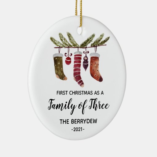 First Christmas as a Family of Three ornament | Zazzle