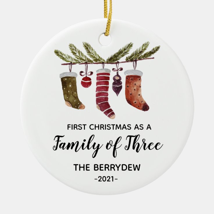 First Christmas as a Family of Three ornament | Zazzle