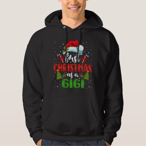 First Christmas As A Gigi Hat Santa Gender Reveal  Hoodie