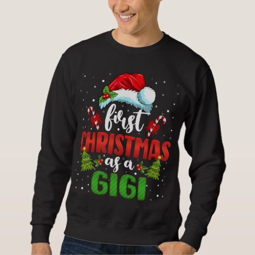 First Christmas As A Gigi Hat Santa Gender Reveal  Sweatshirt