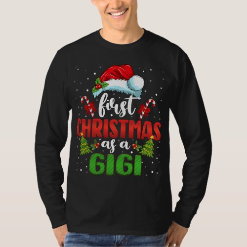 First Christmas As A Gigi Hat Santa Gender Reveal  T_Shirt