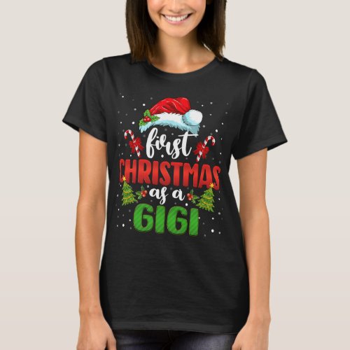 First Christmas As A Gigi Hat Santa Gender Reveal  T_Shirt