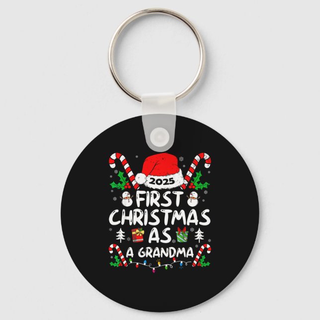 First Christmas As A Grandma 2025 Family Matching  Keychain (Front)