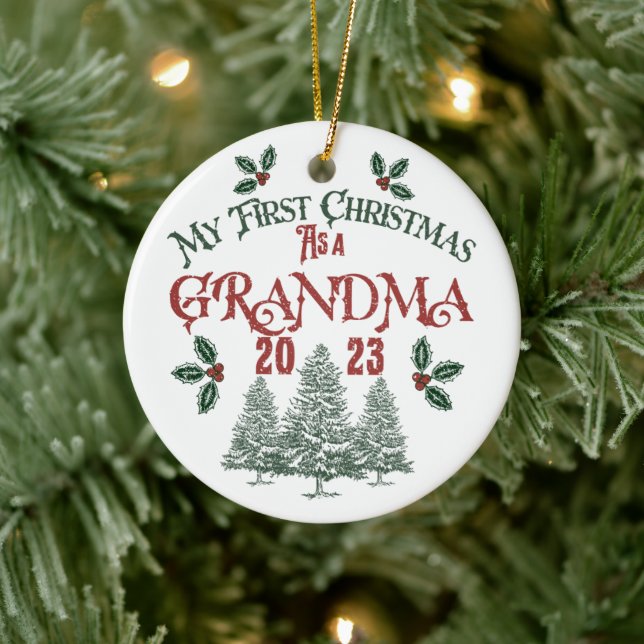 First Christmas as a Grandma Ceramic Ornament (Tree)