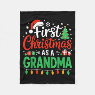 First Christmas As A Grandma Matching New Nana Gra Fleece Blanket