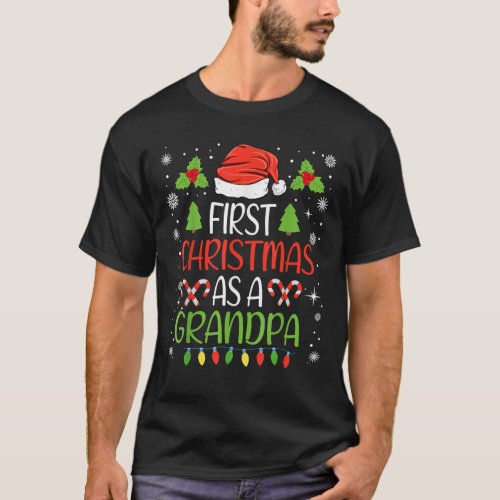 First Christmas As A Grandpa Matching Family Xmas T_Shirt