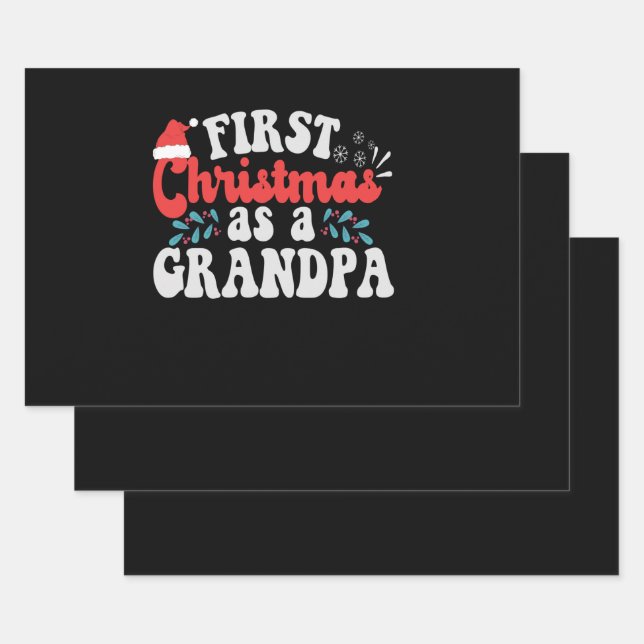 First Christmas as a Grandpa Pregnancy Baby Gift Wrapping Paper Sheets (Set)