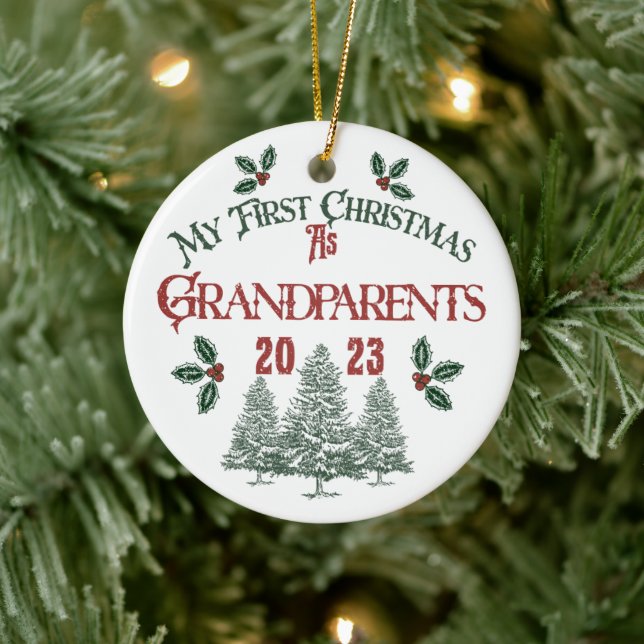 First Christmas as a Grandparents Ceramic Ornament (Tree)