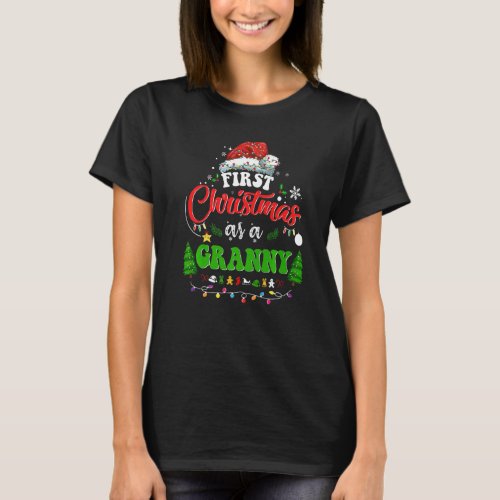 First Christmas As A Granny  Holiday Santa Hat Gro T_Shirt