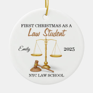 First Christmas as a Law Student Ornament, Law Ceramic Ornament