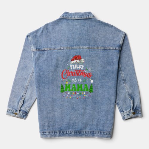 First Christmas As A Mama  Holiday Santa Hat Groov Denim Jacket