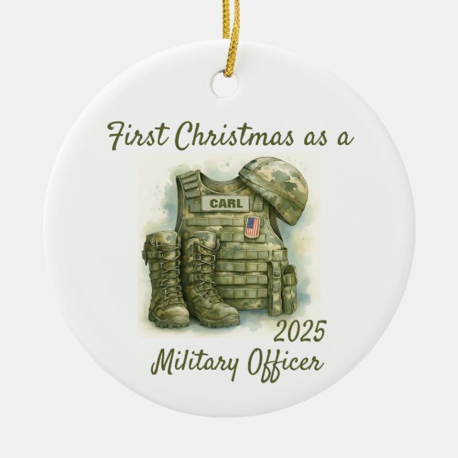 First Christmas as a Military Officer Ceramic Ornament (Front)