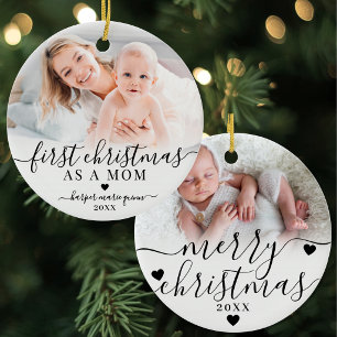 First Christmas As A Mom Baby Photo Ceramic Ornament