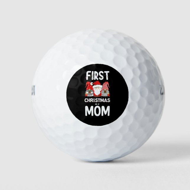 First Christmas As A Mom Family Holiday Kids Golf Balls (Front)