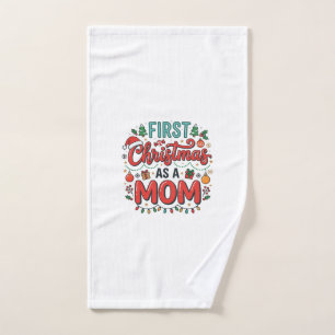 First Christmas As A Mom Holiday Design Hand Towel