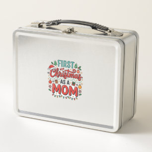 First Christmas As A Mom Holiday Design Metal Lunch Box