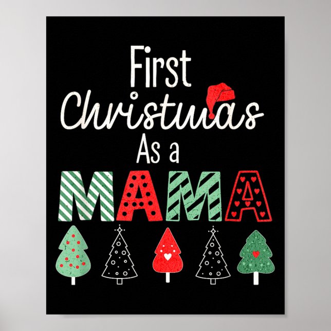 First Christmas As A Mom New Mama Family Matching  Poster (Front)