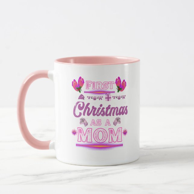 First Christmas as a Mom of a Baby Girl Mug (Left)