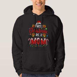 First Christmas As a Mom Santa Hat Ugly Xmas Famil Hoodie