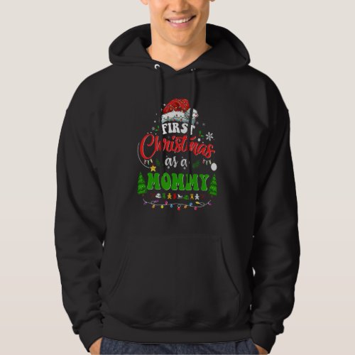 First Christmas As A Mommy   Holiday Santa Hat Gro Hoodie