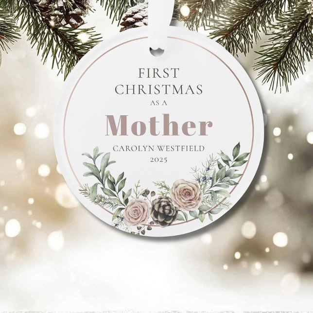 First Christmas as a Mother Name Year Ornament (First Christmas as a Mother Name Year Acrylic Ornament)