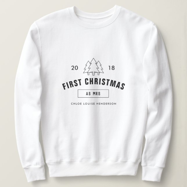 First Christmas as a Mrs Personalized Surname Sweatshirt (Design Front)